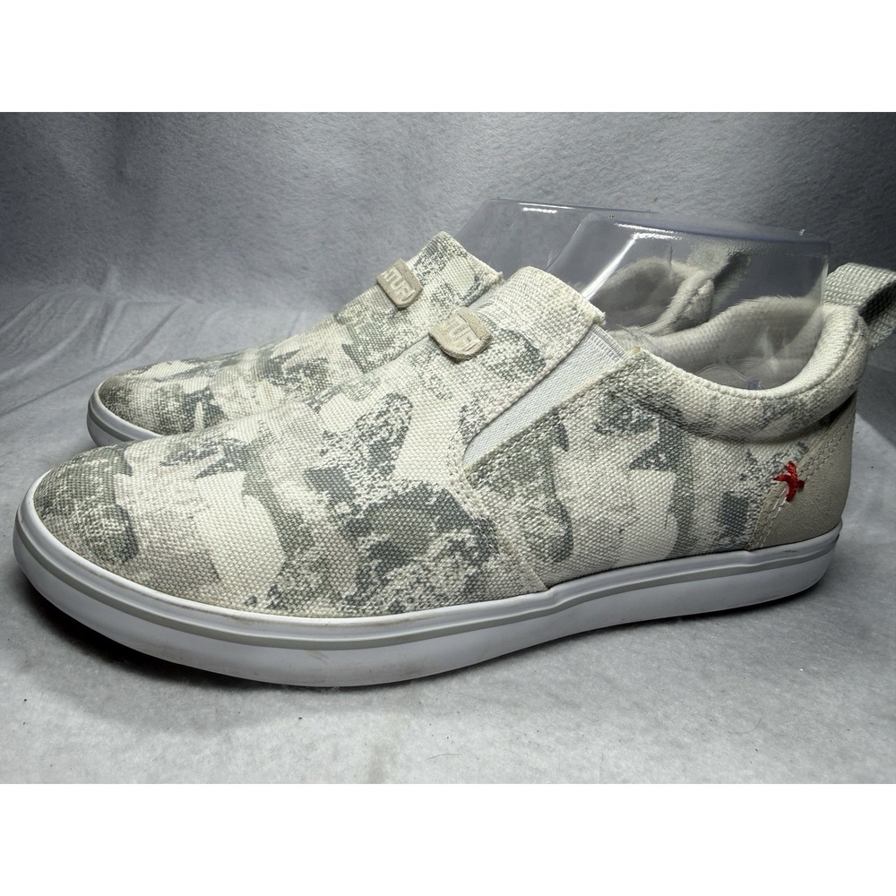 XTRATUF Womens 9 Sneakers Sharkbyte Canvas White Grey Camo Deck Shoes